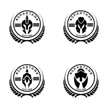 Spartan helmet warrior icon vector, set spartan logos