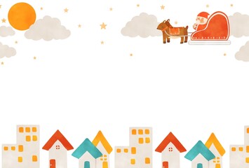 クリスマスの夜 イラスト素材 背景