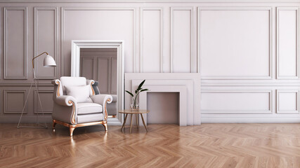Room interior with Wall Background. 3D rendering ,3D illustration	
