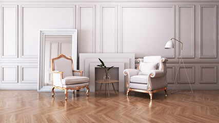 Room interior with Wall Background. 3D rendering ,3D illustration	
