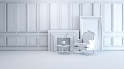 Room interior with Wall Background. 3D rendering ,3D illustration	
