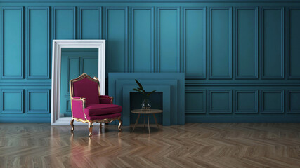 Room interior with Wall Background. 3D rendering ,3D illustration	
