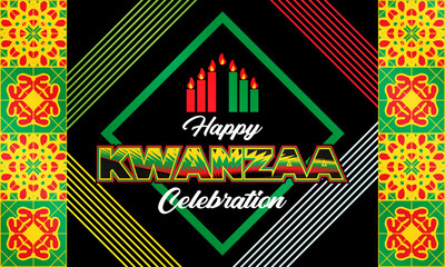 Happy Kwanzaa Celebration. Is an annual celebration of African-American culture which is held from December 26 to January 1. African American cultures festival. 