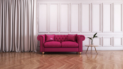 Room interior with Wall Background. 3D rendering ,3D illustration	
