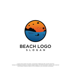 Beach design logo vector template