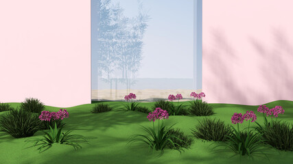 Empty room with Wall Background. 3D illustration, 3D rendering	
