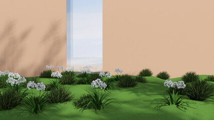 Empty room with Wall Background. 3D illustration, 3D rendering	