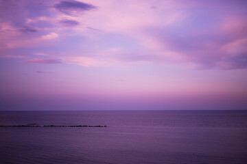 purple sunset over Black See in summer
