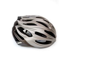 Cycling helmet plastic gray metal color, to protect the head of the cyclist during the trip.