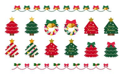 クリスマス用のアイコンとライン　イラストセット
