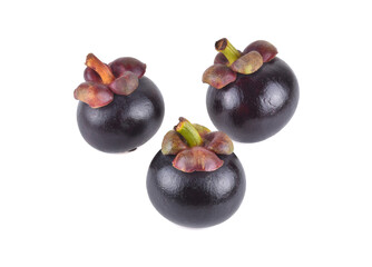 Mangosteen fruit on white background.