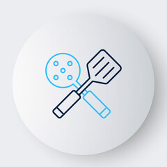 Line Spatula icon isolated on white background. Kitchen spatula icon. BBQ spatula sign. Barbecue and grill tool. Colorful outline concept. Vector