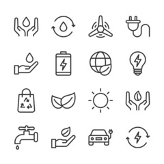 Eco line icons set vector illustration