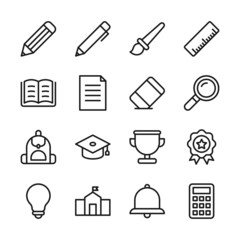 Education line icons set vector illustration