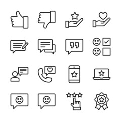 Testimonial line icons set vector illustration