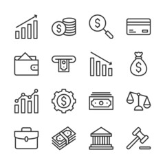 Finance line icons set vector illustration
