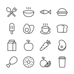 Food and drink line icons set vector illustration