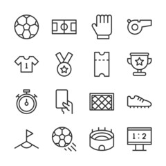 Football line icons set vector illustration