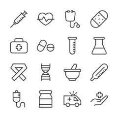 Medical line icons set vector illustration