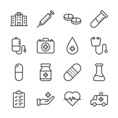 Hospital and medical line icons set vector illustration