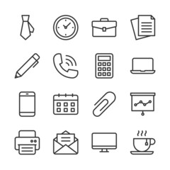 Office line icons set vector illustration