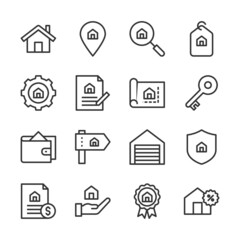 Real estate line icons set vector illustration