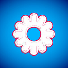White Flower icon isolated on blue background. Sweet natural food. Vector