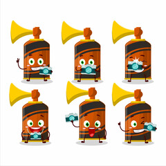 Photographer profession emoticon with orange air horn cartoon character