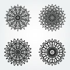 Collections Circular pattern in the form of a mandala for Henna, Mehndi, tattoos, decorations. Decorative decoration in ethnic oriental style. Coloring book page.