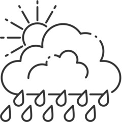 Vector weather outline icon, cloud and rain related 4000x4000 Pixel, editable stroke whitebackground