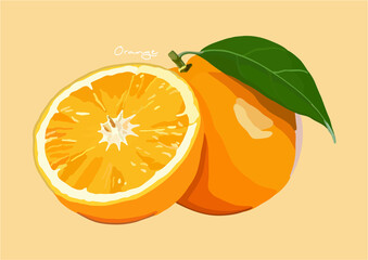 Vector Illustration of Orange, Fruit