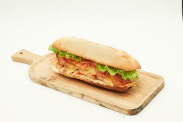 sandwich with ham and vegetables