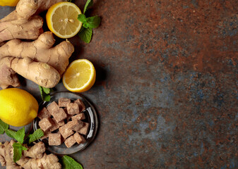 Ingredients for ginger tea.