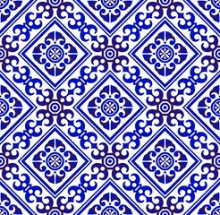 Floral seamless pattern blue and white