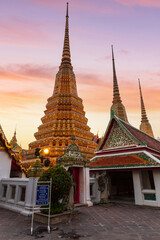 Wat Pho Temple or Wat Phra Chetuphon in sunrise time, Bangkok