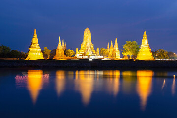 Beautiful temple Wat Chaiwatthanaram in area Ayutthaya Historical Park, Ayutthaya - obrazy, fototapety, plakaty