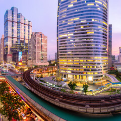 Bangkok Cityscape, Business district with high building at sunrise time, Bangkok