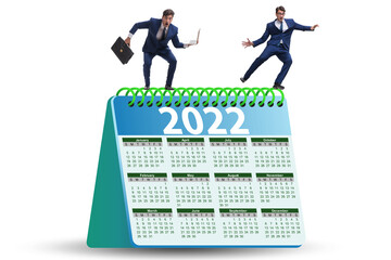 Businessman in the calendar concept of year 2022