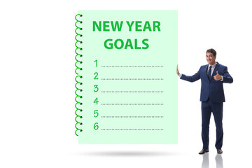 Businessman in new year resolution concept