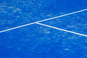 Blue paddle tennis court. Blue court with white lines. Horizontal sport poster, greeting cards,...