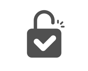 Lock icon. Padlock approved sign. Security access symbol. Classic flat style. Quality design element. Simple lock icon. Vector