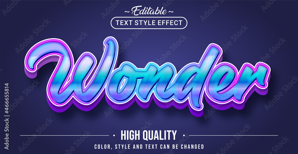 Poster Editable text style effect - Wonder text style theme.