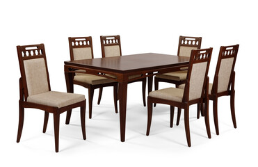 dining table and chairs isolated on white background 