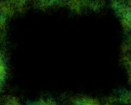 Abstract black background with smoke green border frame 