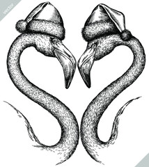 black and white engrave isolated flamingo vector illustration © Turaev