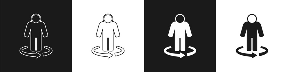 Set 3d modeling icon isolated on black and white background. Augmented reality or virtual reality. Vector