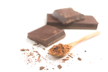 Black chocolate with white background