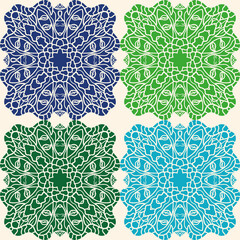 Boho abstract handdrawn ethnic Mandela seamless repeat pattern printbackground