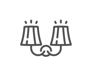 Sconce light line icon. Wall lamp sign. Interior illuminate symbol. Quality design element. Linear style sconce light icon. Editable stroke. Vector