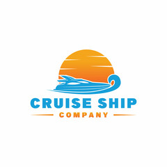 cruise ship logo vector design nautical emblem for company
